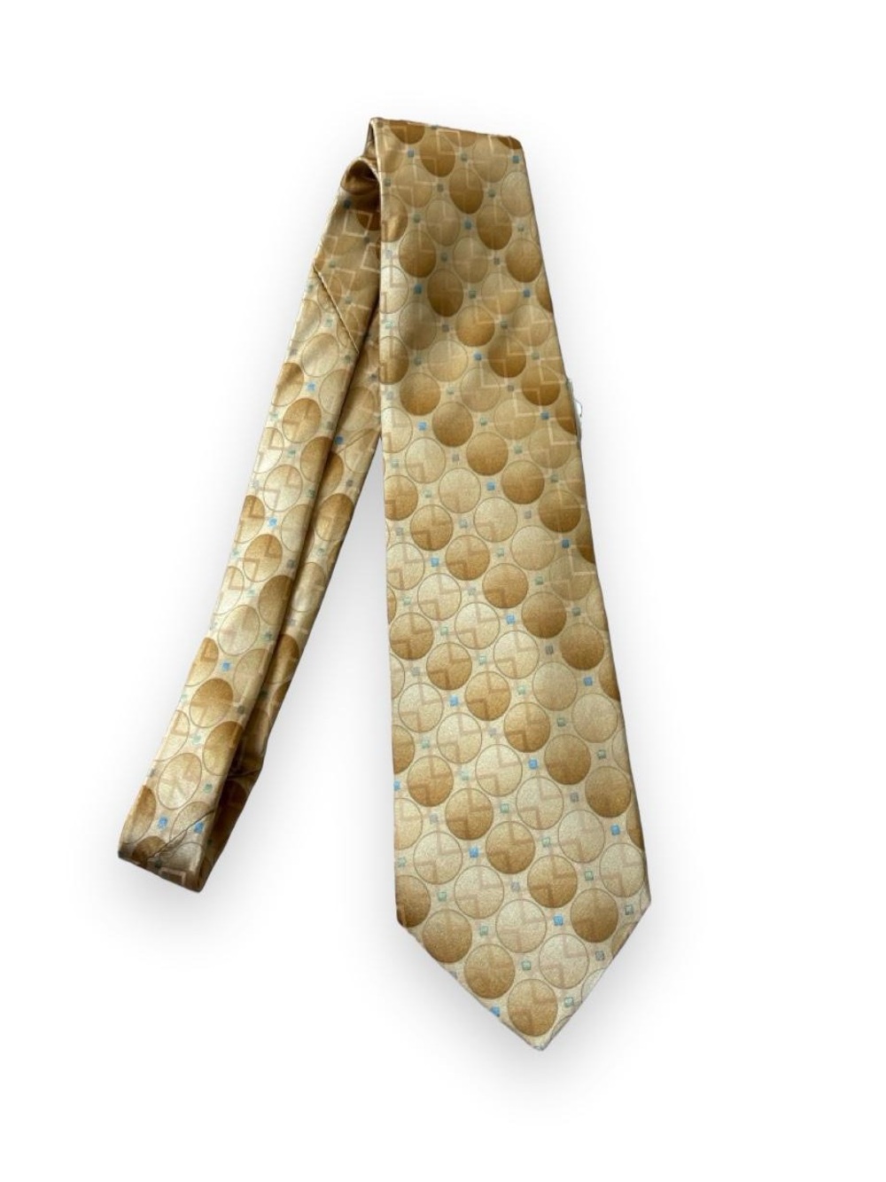 Classic Geometric Silk Tie in Gold